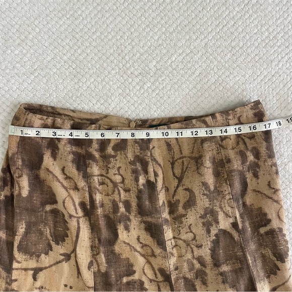 Lauren Ralph Lauren Y2K 90s Linen Midi Skirt Size 12 Brown Floral Fairy Grunge - Picture 7 of 12